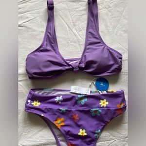 Cupshe Purple Floral Bikini Set